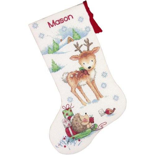(image for) Stocking Reindeer Hedgehog Counted Cross Stitch Kit